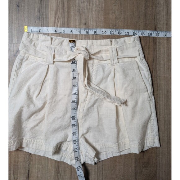 Free People Everywhere You Go Paperbag Shorts Size 6 Ivory Tie-Front Cute - Picture 9 of 11